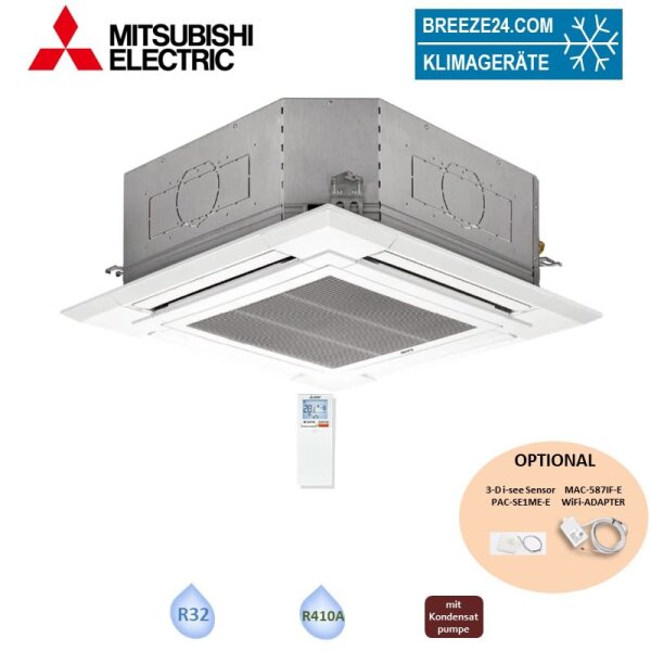 Mitsubishi Electric PLA-ZM35EA2 4-Wege Deckenkassette (Blende wählbar) PLP-6EALM2 mit Infrarot-FB inklusive 3,6 kW
