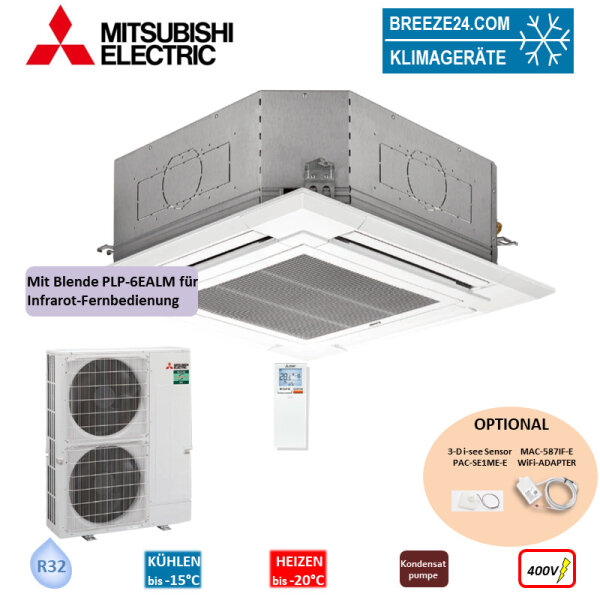 Mitsubishi Electric Set Deckenkassette 12,5 kW PLA-ZM125EA2 + Blende PLP-6EALM2 + PUZ-ZM125YDA 400V