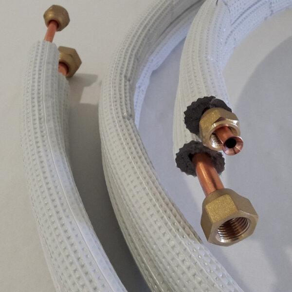 1/4" / 5/8" (6,35/15,88mm) Kältemittelleitung isoliert und gebördelt