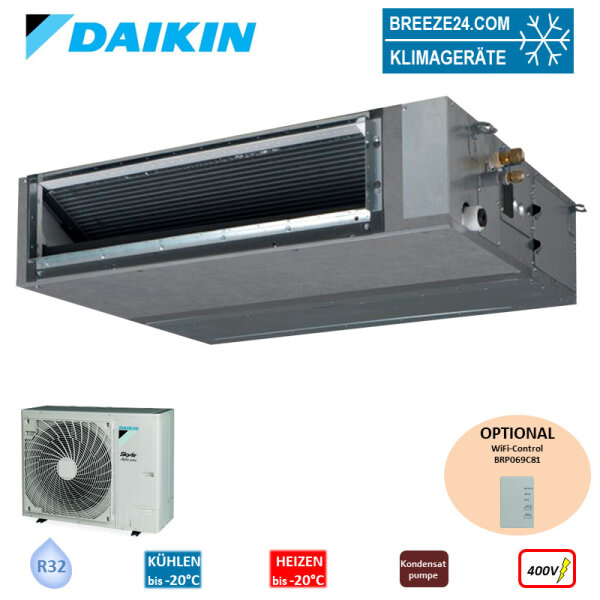 Daikin Set Kanalgerät 12,1 kW - FBA125A + RZAG125NY1 400V (Fernbedienung wählbar) R32 Klimaanlage