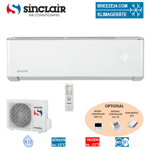 Sinclair Set Wandgerät Spectrum Plus 7,1 kW ASH-24BIS2WE + Außengerät | WiFi | Raumgröße 70 - 75 m²