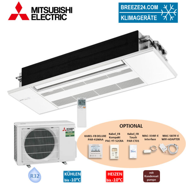 Mitsubishi Electric Set 2,5 kW - MLZ-KP25VF 1-Wege-Deckenkassette + Blende MLP-444W + SUZ-M25VA R32