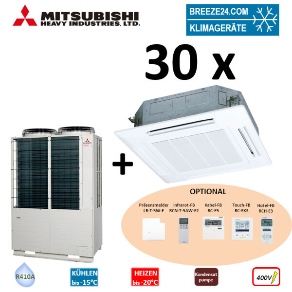 Mitsubishi Heavy Set 30 x 4-Wege-Deckenkassette 3,5 kW - FDT36KXZE1 + FDC680KXE6 VRF 400V