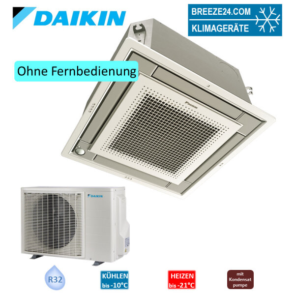 Daikin Set Deckenkassette Euroraster silber 5,7 kW - FFA60A9-0 + Blende BYFQ60CS + RXM60A- R32 Klimaanlage