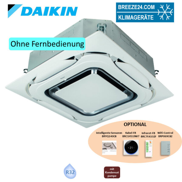 Daikin Deckenkassette 13,4 kWFCAG140B mit Blende BYCQ140EP Design weiss R32