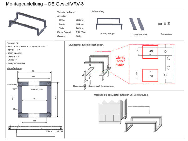 Daikin Gestell VRV-3 Grundgestell für VRV-Außengerät
