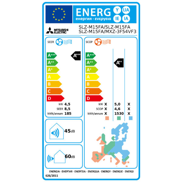 Mitsubishi Electric Set 4-Wege-Deckenkassette 1,5 kW 3 x SLZ-M15FA + SLP-2FALM + MXZ-3F54VF4 - R32