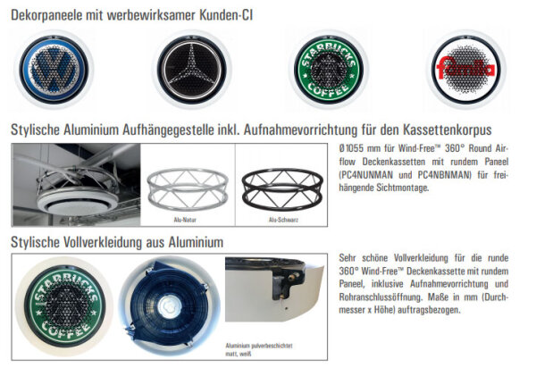 Samsung Wind-Free 360° Round Airflow Deckenkassette AM 112 KN4DEH + Paneel PC4NUNMAN (nur DVM S) 11,2 kW