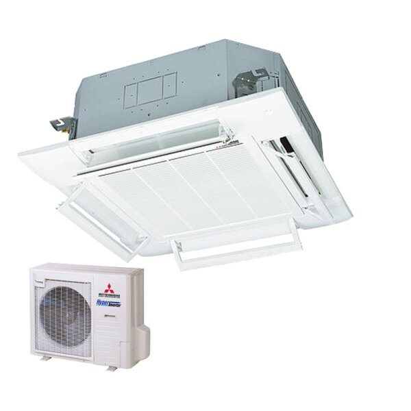 Mitsubishi Heavy Set 4-Wege-Deckenkassette 10,0 kW Komfortpaneel FDT100VH + FDC100VSA-W 400V R32