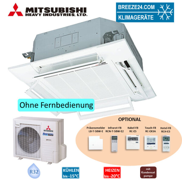 Mitsubishi Heavy Set 4-Wege-Deckenkassette 12,5 kW Komfortpaneel FDT125VH + FDC125VSA-W 400V R32