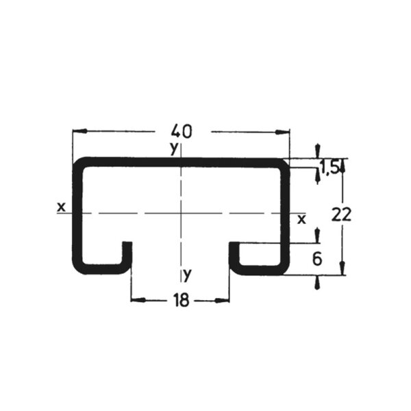 Würth Profilschiene gelocht  L x B x H 2 x 1000 mm x 40 mm x 22 mm