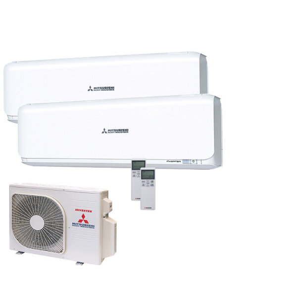 Mitsubishi Heavy Set 2 Wandgeräte 2,0 kW 2 x SRK20ZSX-W + SCM40ZS-W R32 Klimaanlage