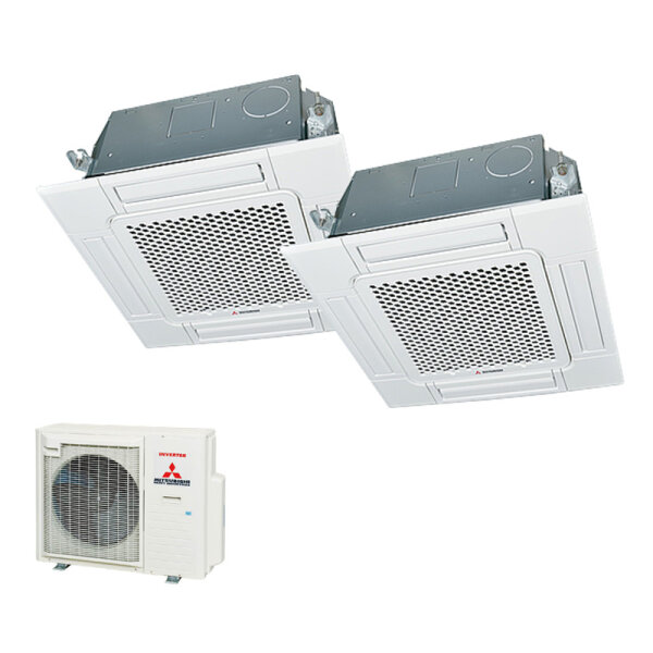 Mitsubishi Heavy Set 5,6 kW 2 x FDTC60VH 4-Wege-Deckenkassette Standardpaneel + SCM80ZS-W R32