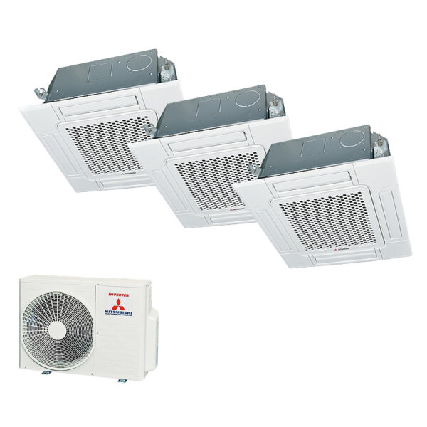 Mitsubishi Heavy Set 3 x 4-Wege-Deckenkassette Standardpaneel 2,5 kW - FDTC25VH1 + SCM60ZS-W