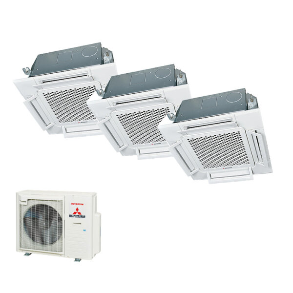 Mitsubishi Heavy Set 3x 4-Wege-Deckenkassette Standardpaneel FDTC25VH1+FDTC35VH1+ FDTC50VH+SCM71ZS-W