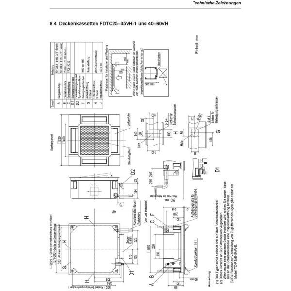 Mitsubishi Heavy Set 4 x 4-Wege-Deckenkassette Standardpaneel 3 x FDTC25VH1 + FDTC60VH + SCM80ZS-W