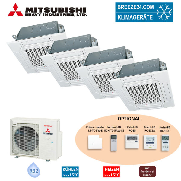 Mitsubishi Heavy Set 4 x 4-Wege-Deckenkassette Standardpaneel 2 x FDTC25VH1+2 x FDTC35VH1+SCM71ZS-W