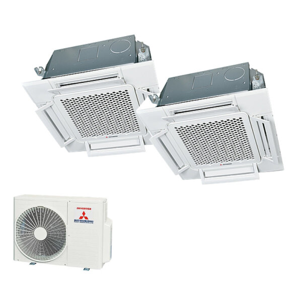 Mitsubishi Heavy Set 3,5 kW 2 x FDTC35VH1 4-Wege-Deckenkassette Komfortpaneel + SCM50ZS-W R32