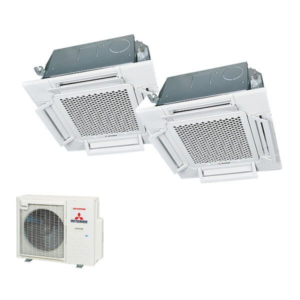 Mitsubishi Heavy Set 5,0/5,6 kW FDTC50VH + FDTC60VH 4-Wege-Deckenkassette Komfortpaneel + SCM80ZS-W