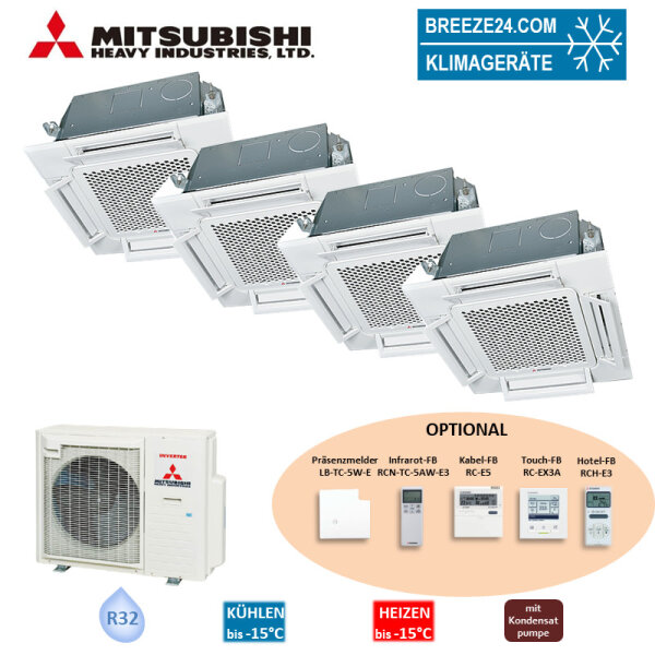 Mitsubishi Heavy Set 4 x 4-Wege-Deckenkassetten Komfortpaneel 2,5 kW - FDTC25VH1 + SCM71ZS-W
