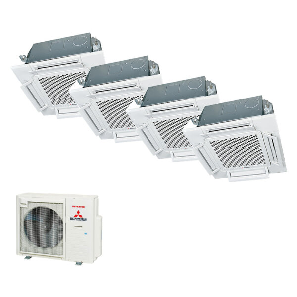 Mitsubishi Heavy Set 4 x Deckenkassetten Komfortpaneel 2 x FDTC25VH1+FDTC35VH1+FDTC50VH+SCM80ZS-W