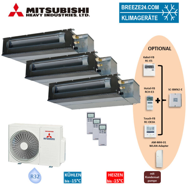 Mitsubishi Heavy Set 3 x Kanalgeräte 2,5/3,5 kW 2 x SRR25ZS-W + SRR35ZS-W + SCM60ZS-W R32 Klimaanlage