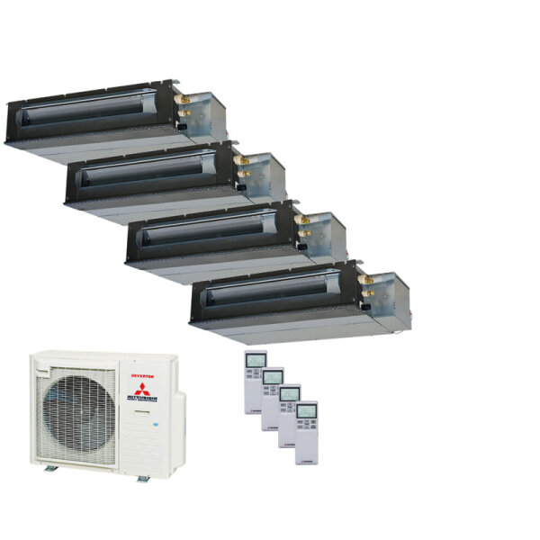 Mitsubishi Heavy Set 4 x Kanalgeräte 2,5 kW - SRR25ZS-W + SCM71ZS-W R32 Klimaanlage