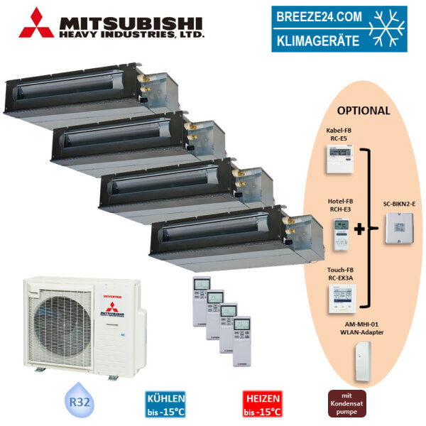 Mitsubishi Heavy Set 4 x Kanalgeräte 2,5/3,5 kW - SRR25 ZS-W + 3 x SRR35ZS-W + SCM80ZS-W R32 Klimaanlage