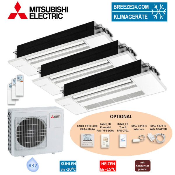 Mitsubishi Electric1-Wege-Deckenkassette Set 2,5/3,5 kW 2 x MLZ-KP25VF + MLZ-KP35VF + MXZ-3F54VF4