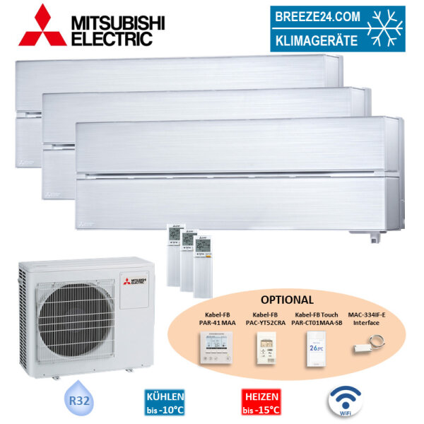 Mitsubishi Electric Set 3 Wandgeräte Diamond WiFi 2x2,5/3,5 kW MSZ-LN25VG2V+MSZ-LN35VG2V +MXZ-3F68VF