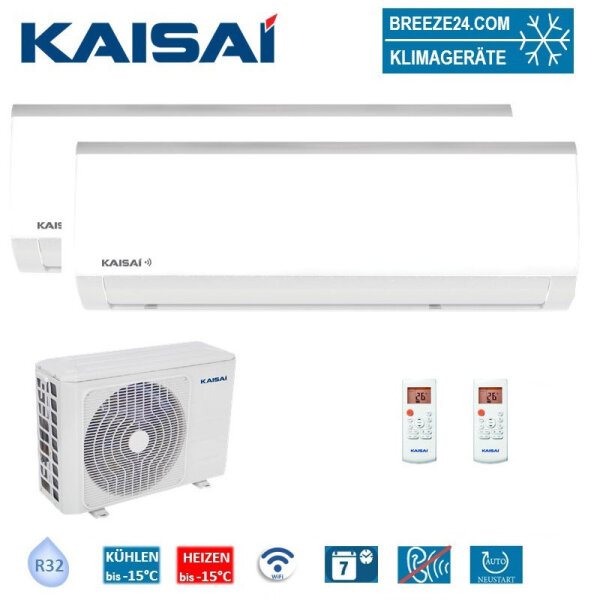 Kaisai Set 2 Wandgeräte Fly 2,6 kW 2 x KWX-09KRHI + K20E-18HFN32H R32 Klimaanlage