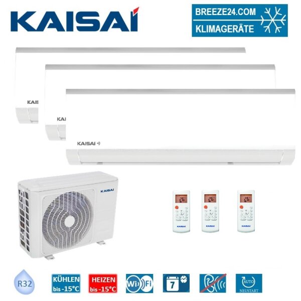 Kaisai Set 3 x Wandgeräte Fly 3,5 kW - KWX-12HRHI + K30E-27HFN32H - R32 Klimaanlage