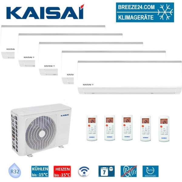 Kaisai Set 5 Wandgeräte 2,6/3,5 kW 2 x KWX-09KRHI + 3 x KWX-12KRHI + K50E-42HFN32H - R32