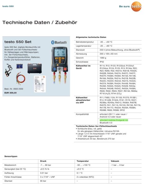 Testo -Digitale Monteurhilfe Set 550