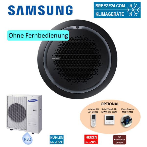 Samsung Set Deckenkassette Round Airflow 7,1 kW AC 071 RN4PKG + Blende PC4NBNMAN schwarz + AC 071 RXADKG R32 Klimaanlage