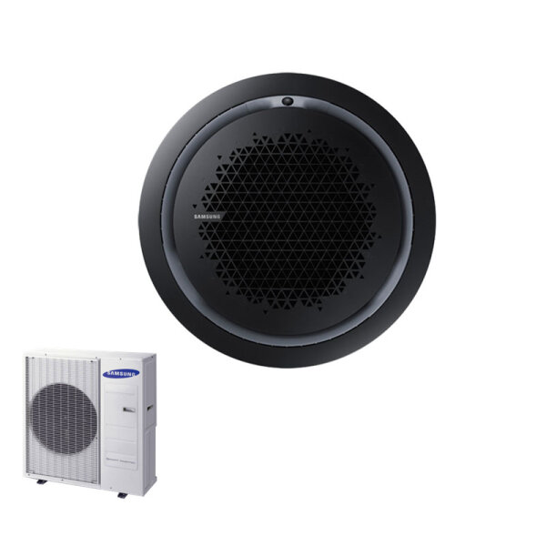 Samsung Set Deckenkassette Round Airflow 10,0 kW AC 100 RN4PKG + Blende PC4NBNMAN schwarz + AC 100 RXADNG R32 Klimaanlage 400V