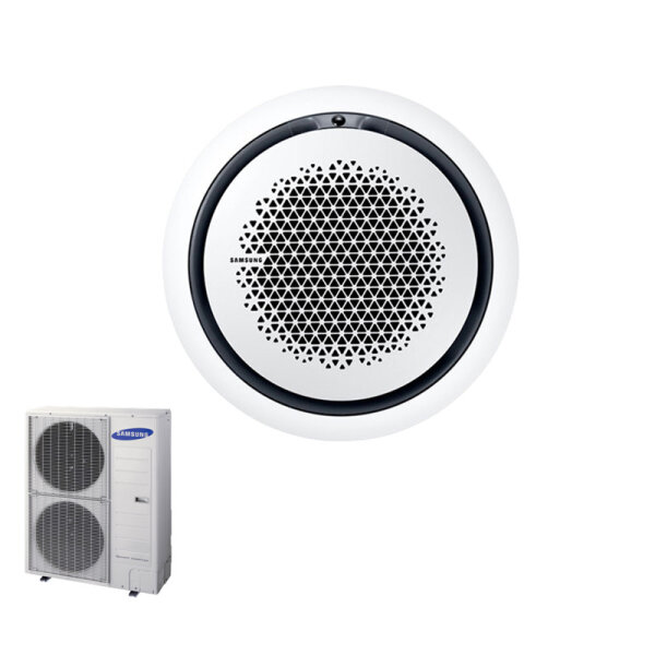 Samsung Set Deckenkassette Round Airflow 13,4 kW AC 140 RN4PKG + Blende PC4NUNMAN weiss + AC 140 RXADNG R32 Klimaanlage 400V