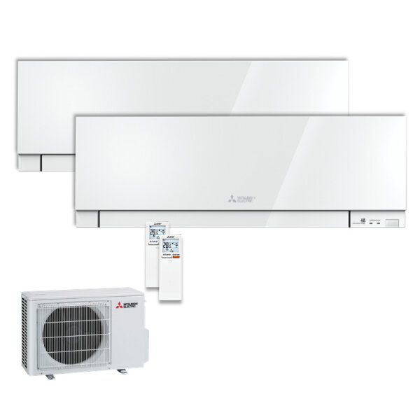 Mitsubishi Electric Set 2 Wandgeräte Premium 2,5/3,5 kW MSZ-EF25VGKW + MSZ-EF35VGKW + MXZ-2F53VF4
