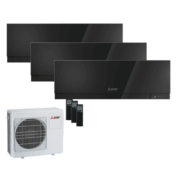 Mitsubishi Electric Set 3 Wandgeräte Premium 2,5 kW - MSZ-EF25VGKB + MXZ-3F68VF3 | WiFi | R32