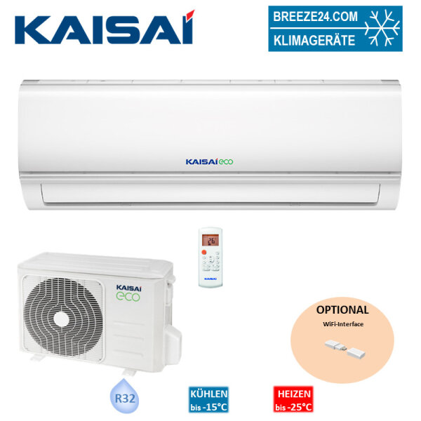 Kaisai Set Wandgerät Eco 5,3 kW KEX-18KTGI + KEX-18KTGO für 1 Raum mit 55 - 60 m² | R32