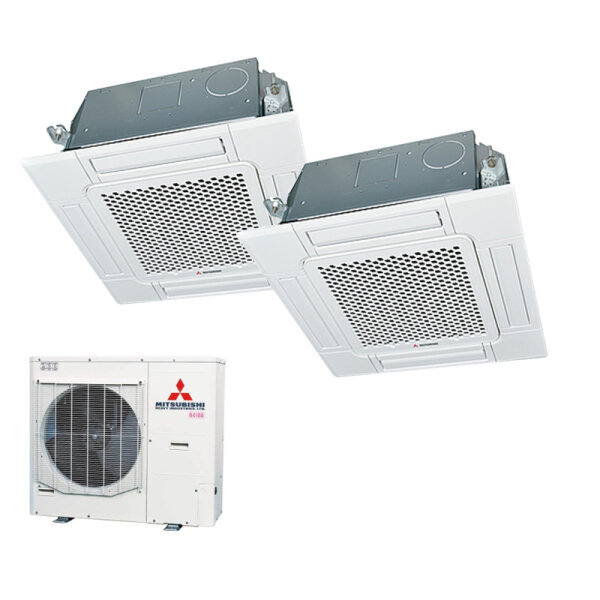 Mitsubishi Heavy Set 2 x FDTC60VH 4-Wege-Deckenkassette Standardpaneel + FDC125VSA-W R32 400V (Simultanbetrieb)