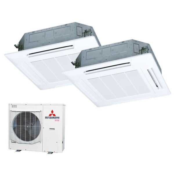 Mitsubishi Heavy Set 2 x FDT50VH 4-Wege-Deckenkassette Standardpaneel + FDC100VSA-W R32 400V (Simultanbetrieb)