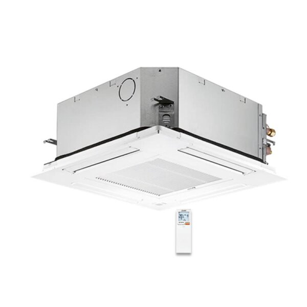 Mitsubishi Electric 4-Wege Deckenkassette 2,8 kW  PLFY-WL25VFM-E Euroraster + Blende SLP-2FALM2 HVRF