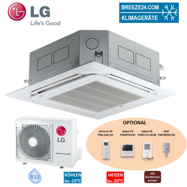 LG Set 3,4 kW - UT12FH NQ0 4-Wege Deckenkassette Euroraster mit Blende PT-QAGW0 + UUA1 UL0 R32