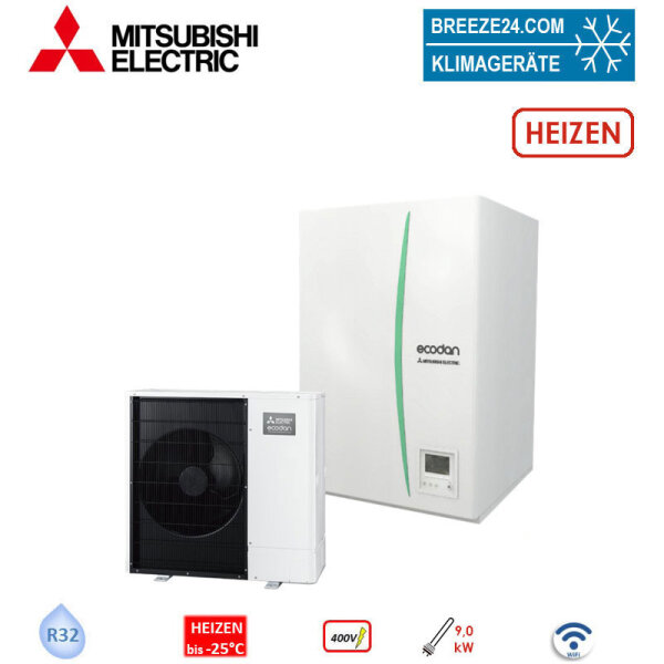 Mitsubishi Electric Set 2.13 PUD-SWM100YAA + EHSD-YM9D Wärmepumpe + Hydromodul 10,0  kW WiFi 400 V