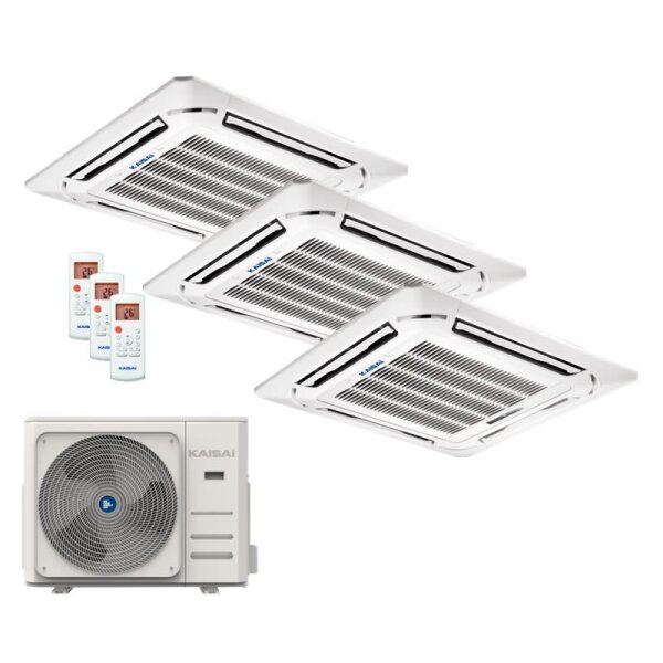 Kaisai Set 3 x 4-Wege-Deckenkassette Euroraster 3,5 kW - KCA3U-12HRG32X + K30A-27HFN32H R32 Klimaanlage