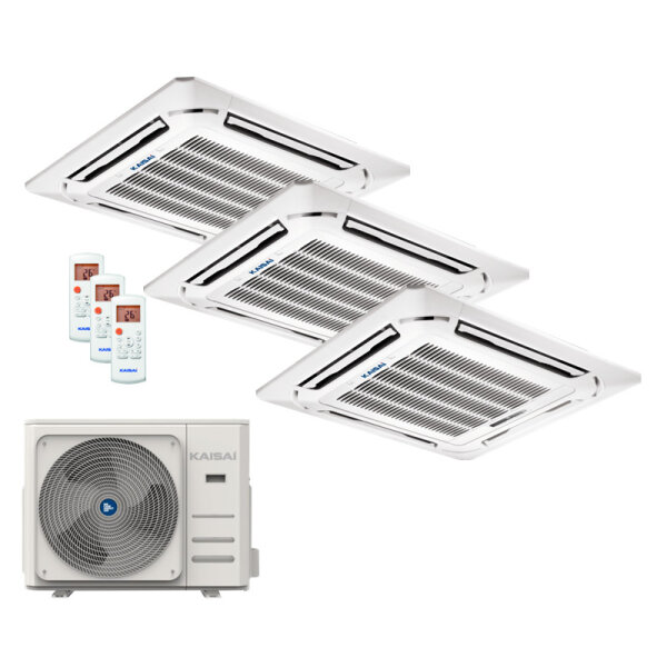 Kaisai Set 3 x 4-Wege-Deckenkassette Euroraster 3,5 kW - KCA4U-12HRG32X + K30A-27HFN32H R32
