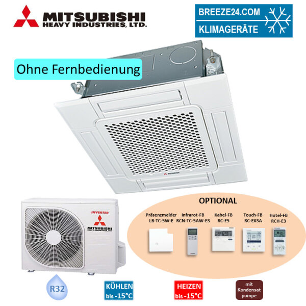 Mitsubishi Heavy Set 4-Wege-Deckenkassette 3,5 kW Standardpaneel FDTC35VH1 + SRC35ZS-W2 R32