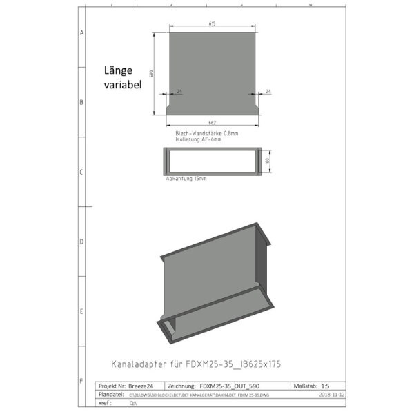 Penka Kanaladapter für Daikin FDXM25/35 unisoliert | isoliert