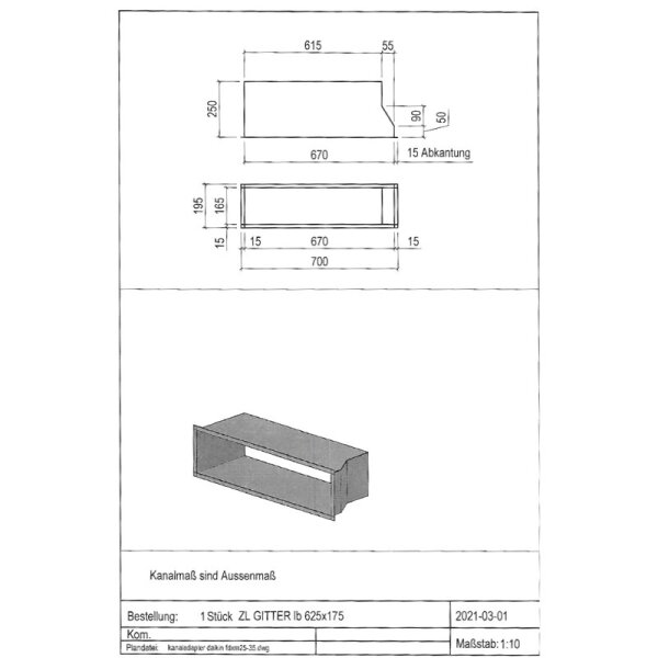 Penka Kanaladapter für Daikin FDXM25/35 unisoliert | isoliert
